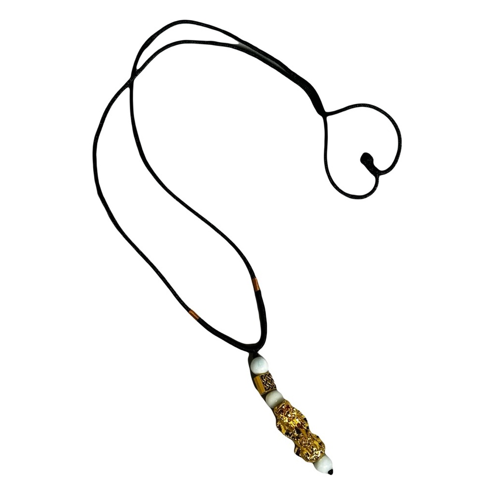 Elegant Gold and Black Dragon Pendant Necklace
